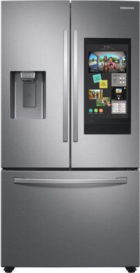 front view of the Samsung 26.5 Cu. Ft. Fingerprint Resistant Stainless Steel 3-Door French Door Refrigerator