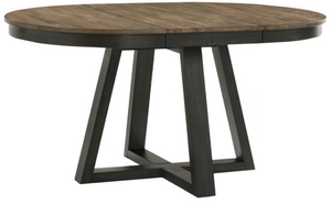 front view of the Intercon Harper Pecan Round Dining Table with Brushed Brown Base