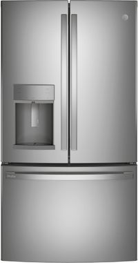 front view of the GE Profile™ 22.1 Cu. Ft. Fingerprint Resistant Stainless Steel Counter Depth French Door Refrigerator