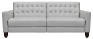 Armen-Living-Wesley-Dove-Gray-Sofa front view of the Armen Living Wesley Dove Gray 81" Sofa, a grey leather two-section sofa