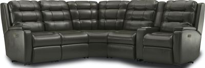 Flexsteel Arlo Black Power Reclining Sectional with Power Headrests and Lumbar
