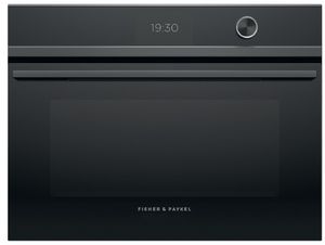 front view of the Fisher & Paykel Series 9 24" Black Glass Combination Steam Oven