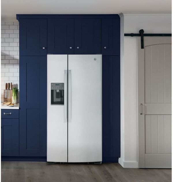 GE 33 in. 23.0 Cu. Ft. Fingerprint Resistant Stainless Steel Side-by-Side Refrigerator