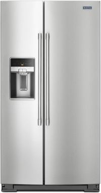front view of the Maytag® 20.6 Cu. Ft. Fingerprint Resistant Stainless Steel Counter Depth Side By Side Refrigerator