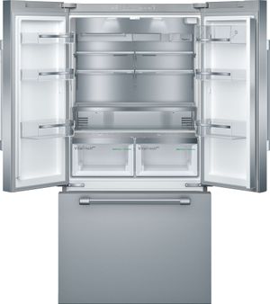 inside view of Bosch® 800 Series 21.0 Cu. Ft. Stainless Steel French Door Bottom Freezer Refrigerator