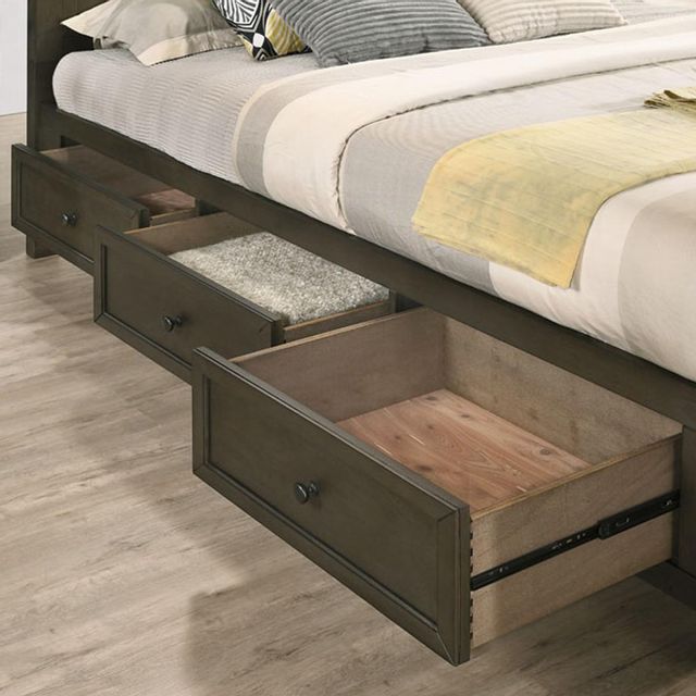 view of three drawers pulled out from underbed storage