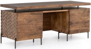front view of the Four Hands Raffael Antique Brown/Gunmetal Desk