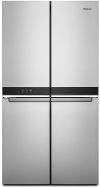 front view of the Whirlpool® 36 in. 19.4 Cu. Ft. Fingerprint Resistant Metallic Steel Counter Depth French Door Refrigerator