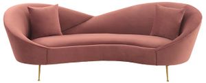 Armen-Living-Anabella-Blush-Sofa front view of the Armen Living Anabella Blush Sofa, a contemporary pink sofa