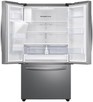 inside view of the Samsung 26.5 Cu. Ft. Fingerprint Resistant Stainless Steel 3-Door French Door Refrigerator