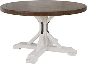 front view of the Signature Design by Ashley® Valebeck Brown/White Dining Table