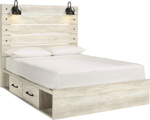 Signature Design by Ashley Cambeck Whitewash King 4-Drawer Storage Panel Bed