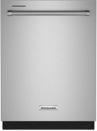 front view of the KitchenAid® 24" Stainless Steel with Printshield Built In Dishwasher