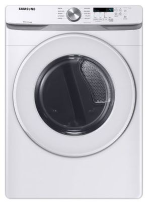 front view of the Samsung 6000 Series 7.5 Cu. Ft. White Front Load Electric Dryer