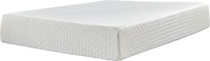 front right angled view of the Sierra Sleep® by Ashley® Chime 12" Memory Foam Ultra Plush Tight Top Queen Mattress in a Box