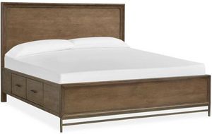 front view of the Magnussen Home® Lindon Belgian Wheat Queen Panel Storage Bed