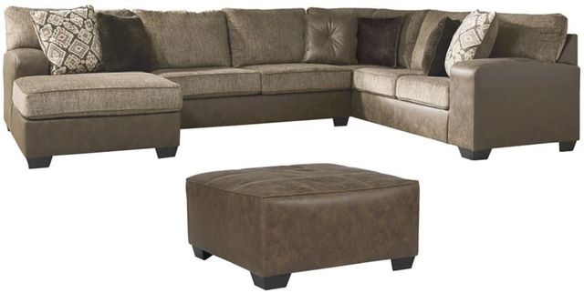 Benchcraft® Abalone 3-Piece Chocolate Sectional with Ottoman