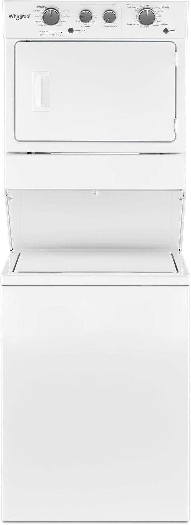 Whirlpool Washer Dryer White Electric Stacked Laundry