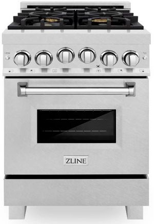 front view of the ZLINE 24" DuraSnow® Stainless Steel Pro Style Gas Range