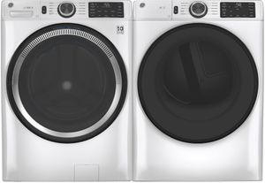 front view of the GE® White Front Load Laundry Pair