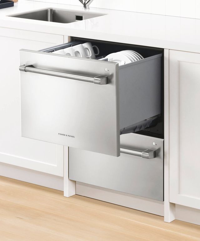 Fisher Paykel dishwasher drawer with top drawer open