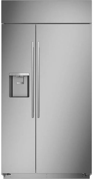 Monogram Stainless Steel Built In Counter Depth Side-by-Side Refrigerator Doors Closed
