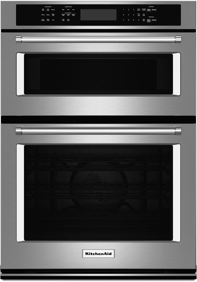 Stainless steel electric built in KitchenAid oven microwave combo