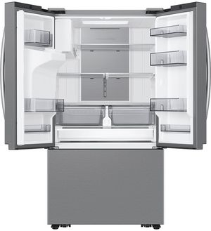 Samsung French door refrigerator with open doors