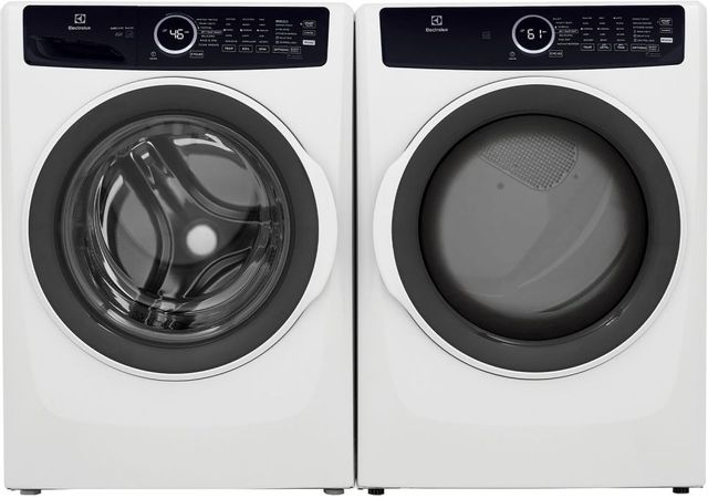 white electrolux frontload washer and dryer