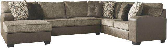 front view of the Benchcraft® Abalone 3-Piece Chocolate Right-Arm Facing Sectional with Chaise