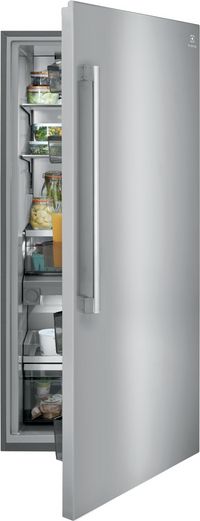 front view of a slightly opened Electrolux 33 in. 18.9 Cu. Ft. Stainless Steel Built In Counter Depth Column Refrigerator