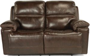 Flexsteel® Fenwick Dark Brown Power Reclining Loveseat with Power Headrests