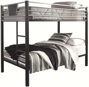front left view of the Dylan Twin Over Twin Bunk Bed, a black, metal frame bunk bed