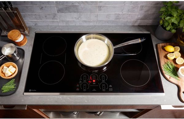 GE Profile 36" Stainless Steel on Black Induction Cooktop
