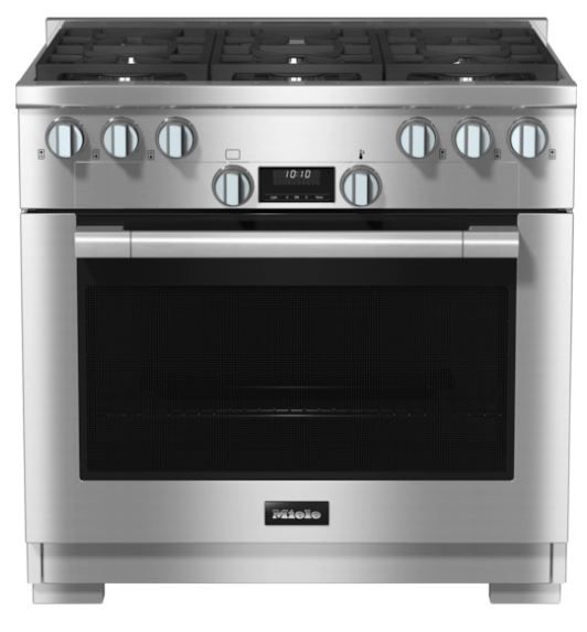 Miele 36" Clean Touch Steel Freestanding Dual Fuel Natural Gas Range product image