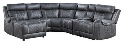 front view of the Homelegance® Gabriel 6-Piece Gray Modular Power Reclining Sectional Set
