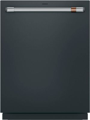front view of the Cafe™ 24" Matte Black Top Control Built In Dishwasher