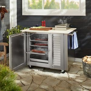Kalamazoo™ Outdoor Gourmet 48.25" Marine-Grade Stainless Steel Freestanding Smoker Cabinet with Black Porcelain Top