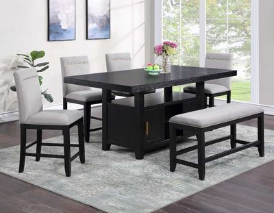front view of the Yves 6-Piece Counter Height Dining Set in a modern dining room