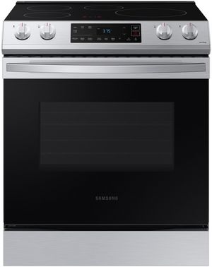 front view of the Samsung 30" Fingerprint Resistant Stainless Steel Slide In Induction Range