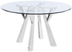 front view of the Coaster® Alaia Chrome/Glass Top Dining Table