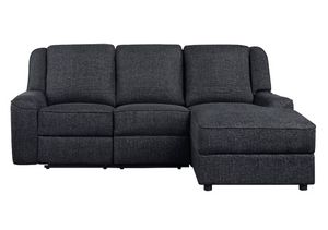 front view of the Monterey Dark Grey 2-Pc Reclining Sectional