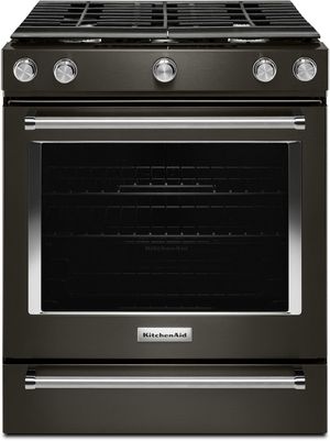 KitchenAid Black Range KitchenAid black stainless steel slide in gas range