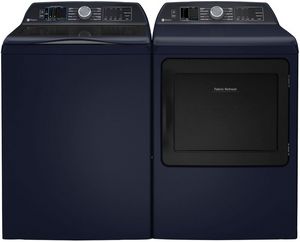 front view of the GE Profile™ Royal Sapphire Blue Laundry Pair