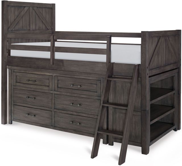 Legacy Kids Teen Bunkhouse Twin Mid Loft Bed With Single Dresser & Bookcase product image