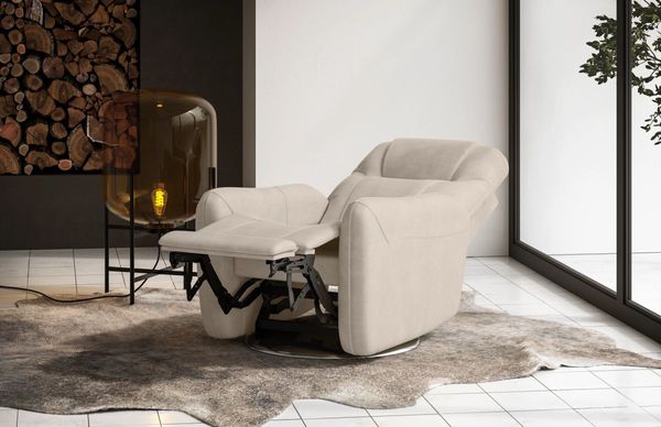 Flexsteel Degree Light Gray Swivel Power Recliner with Power Headrest and Lumbar