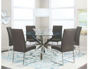 view of the Classic Gray 7-Pc Round Dining Set in a modern dining room