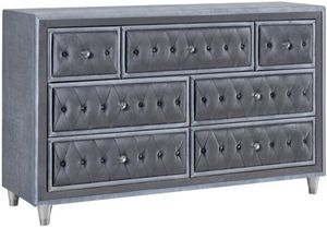 front view of the Coaster® Antonella Grey Dresser, a grey luxury tufted dresser