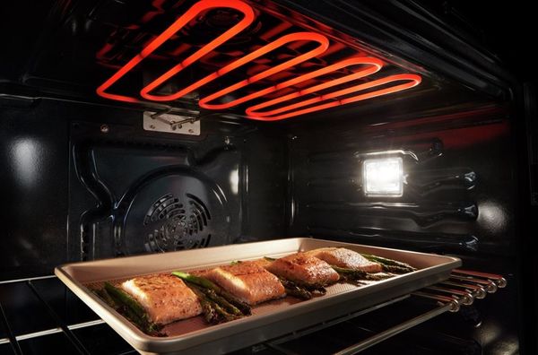 Baking salmon in a Maytag 27" Stainless Steel Single Electric Wall Oven