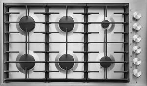 JennAir 36" Stainless Steel Natural Gas Cooktop featuring six burners